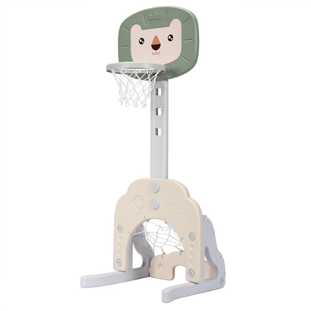 Resenkos Adjustable Basketball Set,asketball Hoop Stand Set,3-in-1 Adjustable Kids Basketball Hoop Sports Set-Green