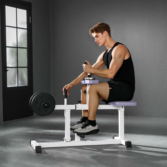 Resenkos Adjustable Steel Seated Calf Raise Equipment, for Strength Training Gym Use, Purple