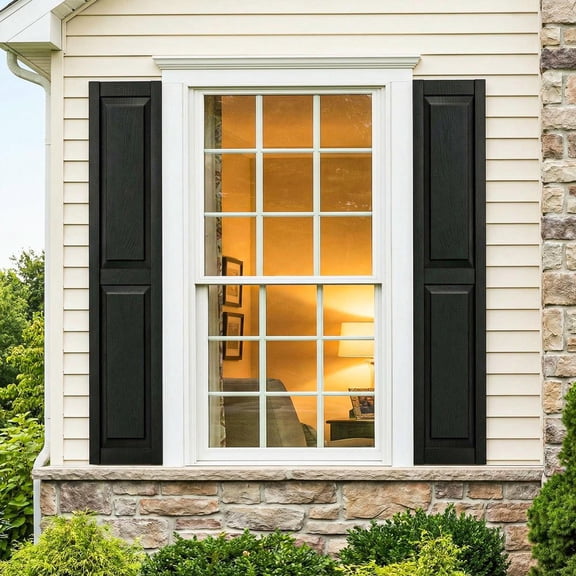 Resenkos Square Faux Window Panel, Durable, All-Weather Decor for Instant Architectural Character, 14"x63", Black