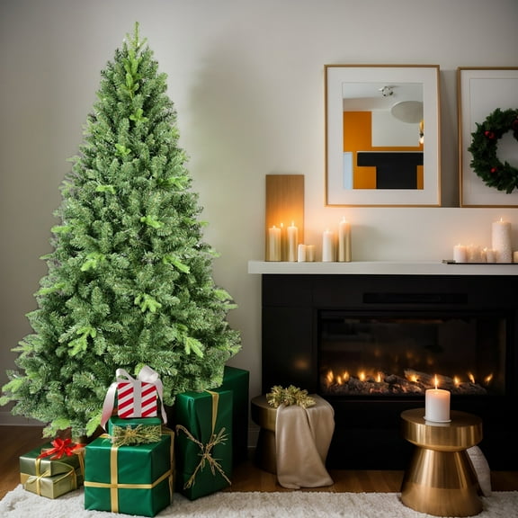 Resenkos Artificial 4ft Green Christmas Tree with 636PVC/Hard Needle Mixed Branch Tips, memory wire iron wire, Hinged Premium & Foldable Base for Indoor Holiday Decorating, Green