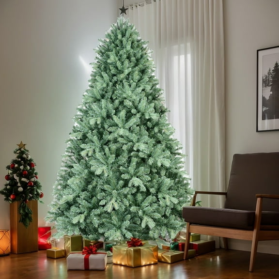 Resenkos Artificial 5ft Blue green Tint Christmas Tree with 1194 PE/PVC Mixed Branch Tips, memory wire iron wire, Hinged Premium & Foldable Base for Indoor Holiday Decorating, Green
