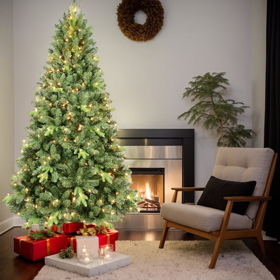 Resenkos Artificial 6ft Green Christmas Tree with 1339 PE/PVC Mixed Branch Tips, 350 UL warm white led, memory wire iron wire, Hinged Premium & Foldable Base for Indoor Holiday Decorating, Green