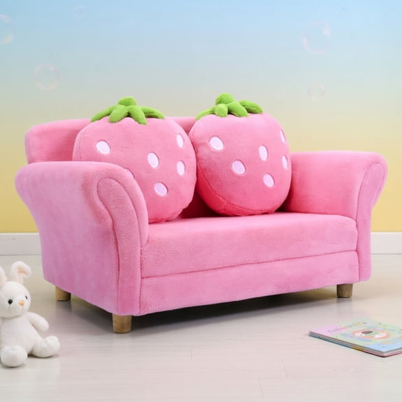 Resenkos BL/PI Kids Strawberry Armrest Chair Sofa-Pink, Kids Chairs for Kids