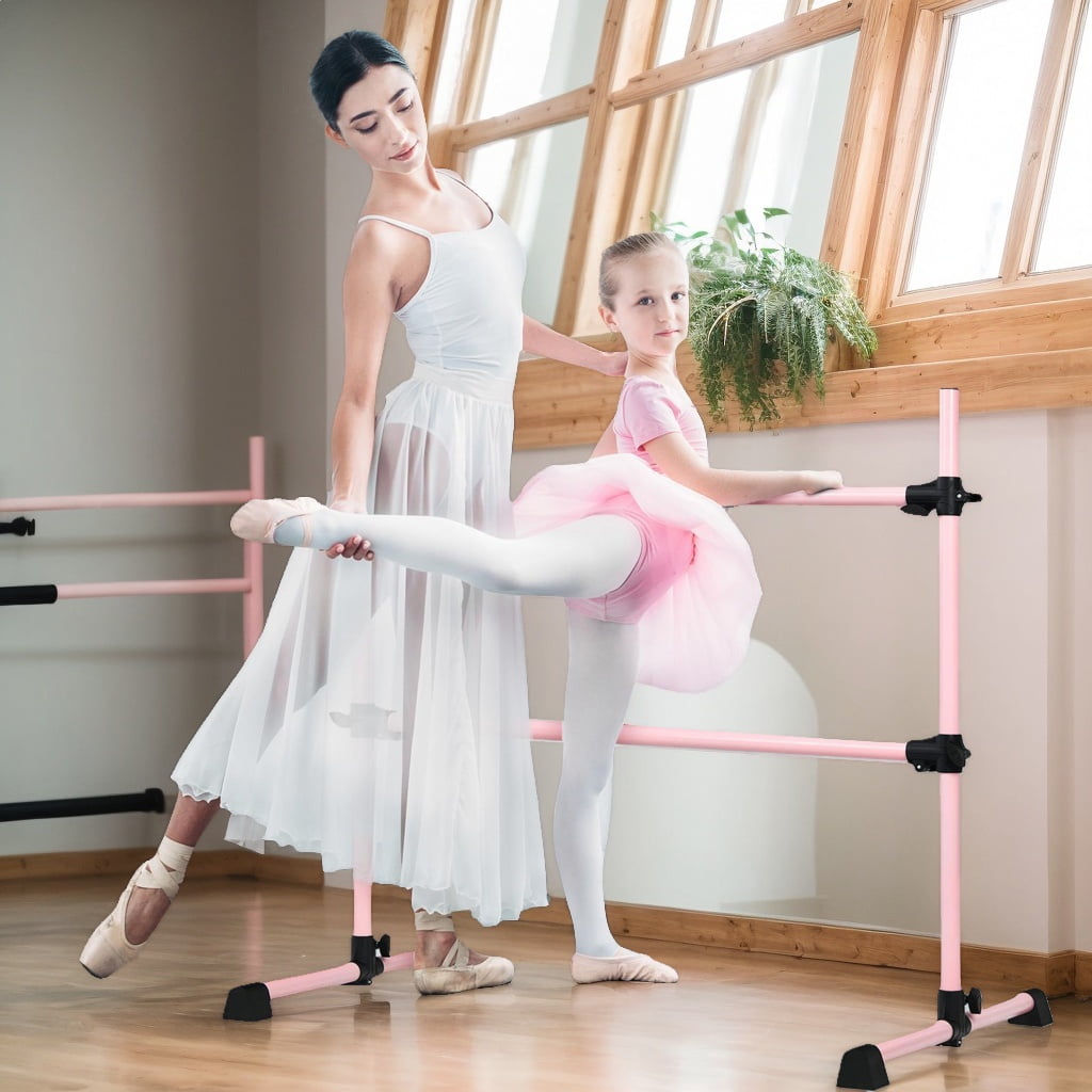 Resenkos Ballet Barre Portable, Freestanding Ballet Barre,Dancing Stretching Ballet Bar,4 Feet Portable Ballet Barre with Adjustable Height-Pink