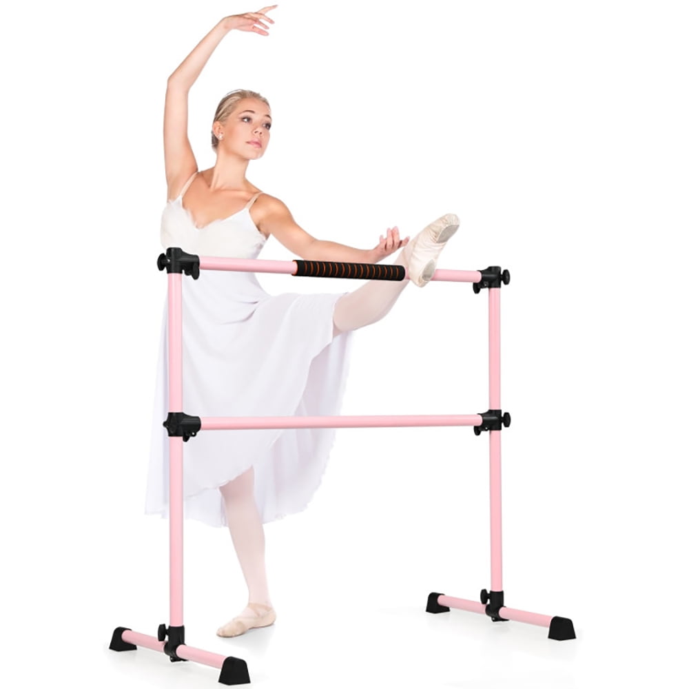 Resenkos Ballet Barre Portable, Freestanding Ballet Barre,Dancing Stretching Ballet Bar,4 Feet Portable Ballet Barre with Adjustable Height-Pink