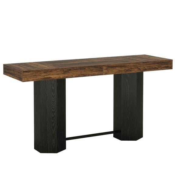 Resenkos Bar Table, Industrial Rectangular Hightop Table, For Dining Room, Tavern, Coffee Corner, Party, Rustic Brown