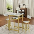 thumbnail image 1 of Resenkos Bar Table with 2 Bar Stools, Equipped with Backrest & Partition - White, 1 of 9