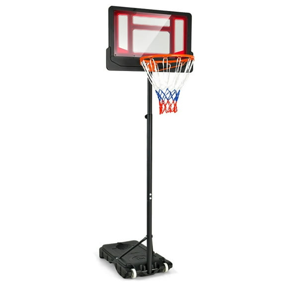 Resenkos Basketball Hoop,Basketball Stand Rack,4.3-8.2 FT Portable Basketball Hoop with Adjustable Height and Wheels-Red