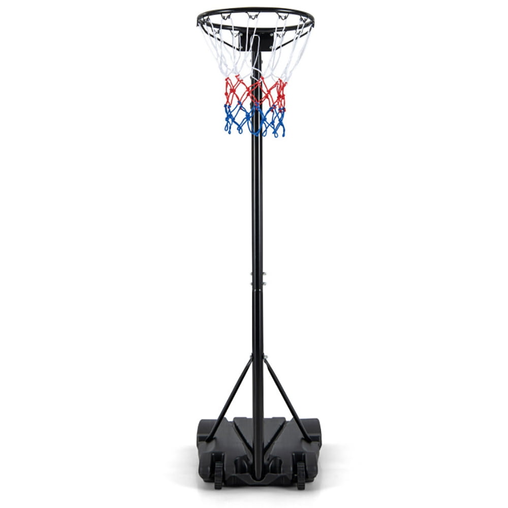 Adjustable Black Metal Portable Basketball Hoop with Fillable Base