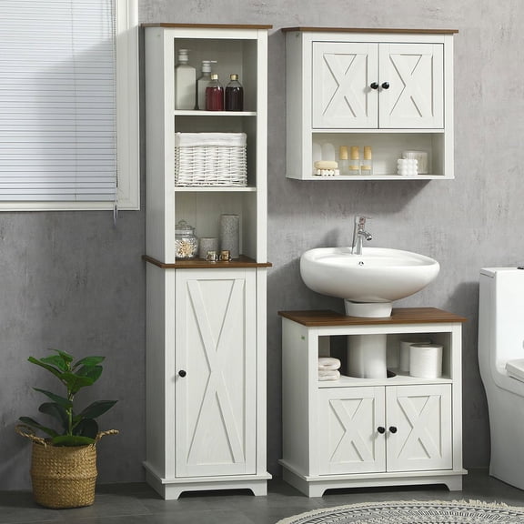 Resenkos Bathroom Cabinet, Narrow Storage Unit, Floor Cabinet for Entryway, Kitchen, White