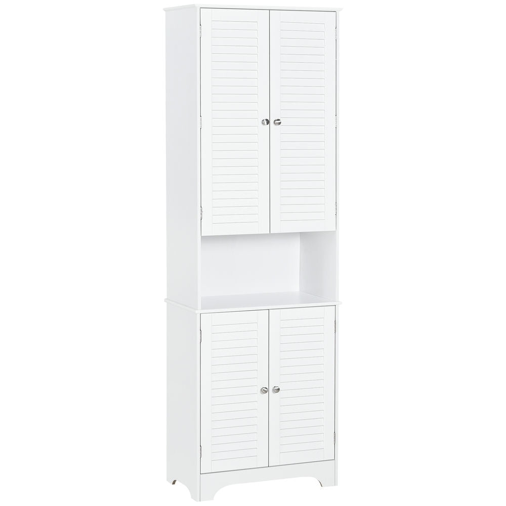 White Tall Narrow Storage Cabinet with Adjustable Shelves