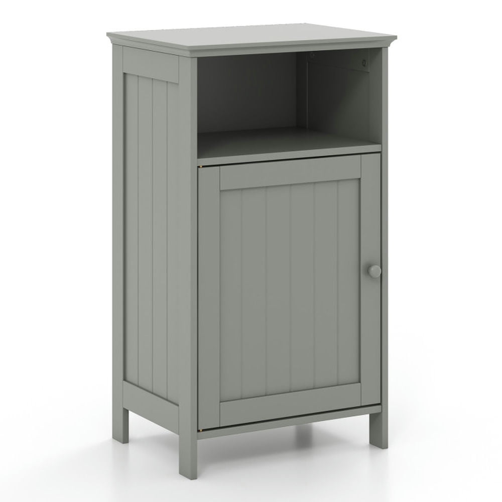 Resenkos Bathroom Freestanding Adjustable Shelf Floor Storage Cabinet-Gray, Bathroom Cabinets for Entryway Storage, Home Office Furniture