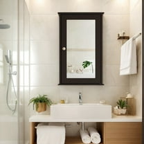 Resenkos Bathroom Wall Cabinet with Single Mirror Door-Brown, Wall Cabinet for Bathroom Laundry Room Kitchen