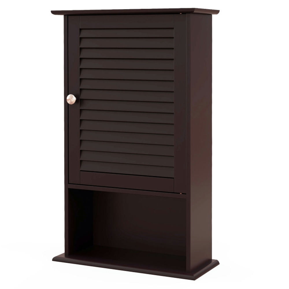 Espresso MDF Single Door Wall Cabinet with Adjustable Shelf