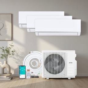 Resenkos Blast Pro 38000 BTU 3-Zone Mini Split AC Heat Pump System 20 SEER2, White Inverter HVAC for Up to 1500 Sq Ft (9K+12K+18K Indoor Units)