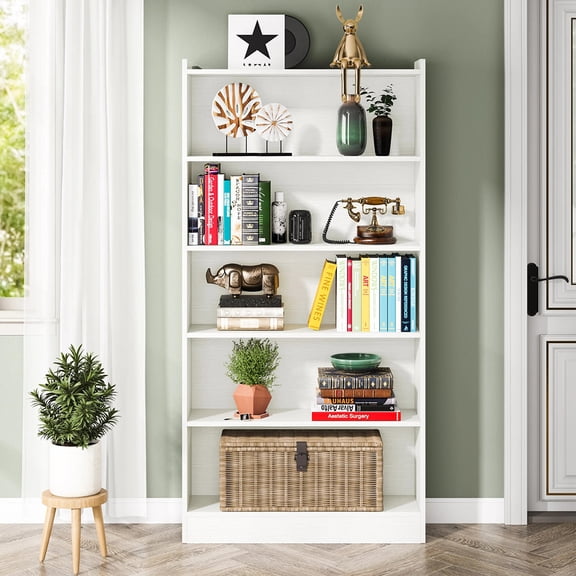 Resenkos Book Storage Display Book Shelf,Wood Bookcase, 72" Tall Bookshelf with 6-Tier Open Storage Shelves