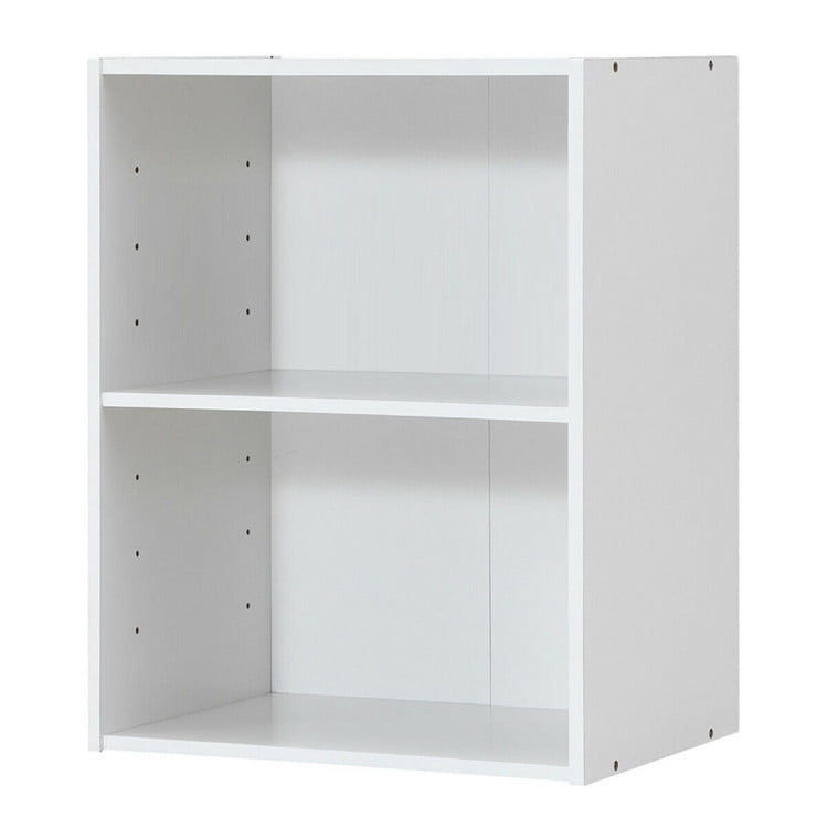 Resenkos Bookshelf,Shelf, Open Bookcase Book Shelf,Storage Shelf Unit Plant Stand,2-Tier Bookcase Open Display Rack Cabinet with Adjustable Shelves-Rustic White