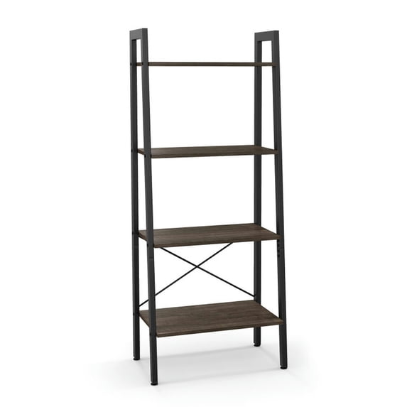 Resenkos Bookshelf,Shelf, Open Bookcase Book Shelf,Storage Shelf Unit Plant Stand,4-Tier Bookshelf with Metal Frame and Adjustable Foot Pads-Oak
