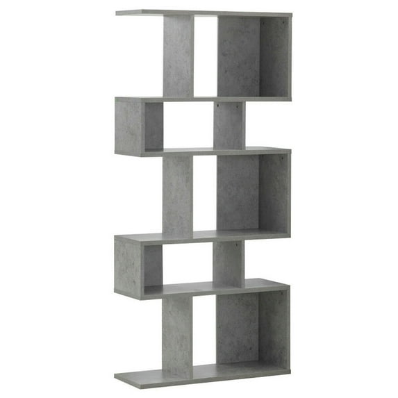 Resenkos Bookshelf,Shelf, Open Bookcase Book Shelf,Storage Shelf Unit Plant Stand,5 Cubes Ladder Shelf Corner Bookshelf Display Rack Bookcase-Gray