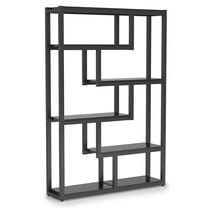 Resenkos Bookshelf, Storage Shelf, Bookcase,6-Tier Bookshelf, 69" Industrial Etagere Bookcase with Staggered Shelves,Black