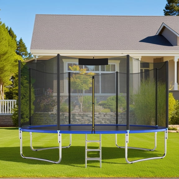 Resenkos Bounce Trampoline Replacement Safety Enclosure Net,Trampoline Replacement Protection Enclosure Net with Zipper-12 ft