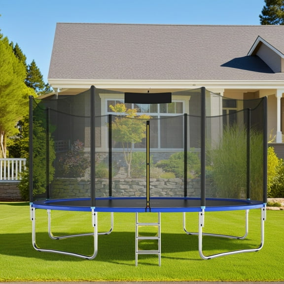 Resenkos Bounce Trampoline Replacement Safety Enclosure Net,Trampoline Replacement Protection Enclosure Net with Zipper-12 ft
