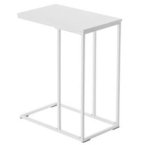 Resenkos C-Shaped End Snack Side Table Slide Under Couch with MDF Top for Sofa Coffee Laptop, White