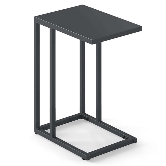 Resenkos C-Shaped Side Table with Adjustable Leveling Feet for Stability, Dark Gray