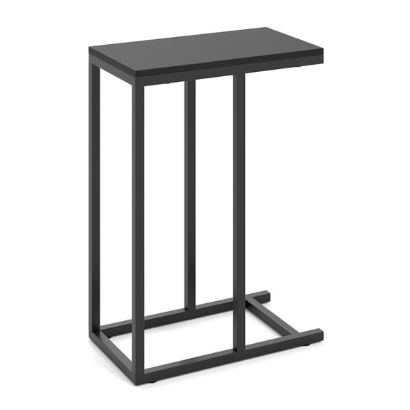 Resenkos C-Shaped Side Table with Sturdy Metal Frame for Sofa, Black