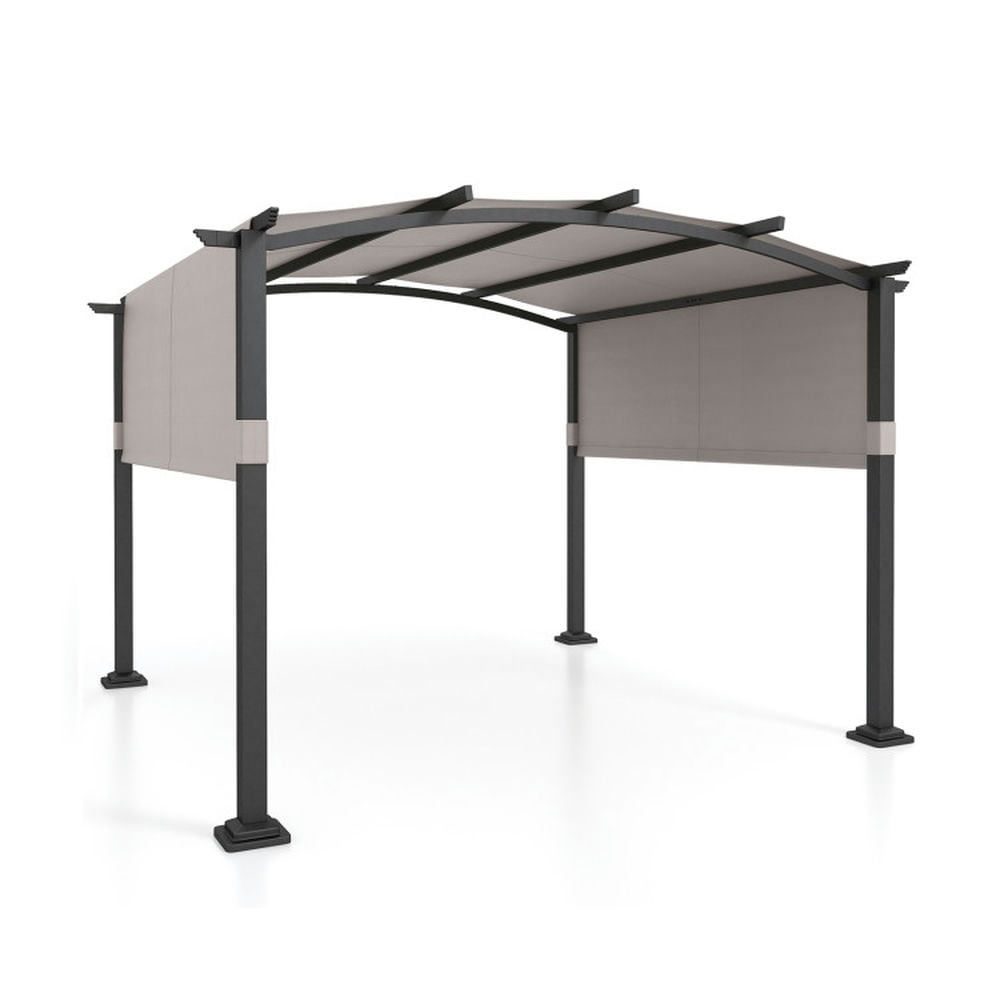 Resenkos Canopy, Gazebo Tent, Outdoor Canopies,10 x 10 ft Outdoor Pergola Modern Arched Patio Garden Shelter with Retractable Sunshade Canopy-Gray Resenkos Canopy, Gazebo Tent, Outdoor Canopies,10 x 10 ft Outdoor Pergola Modern Arched Patio Garden Shelter with Retractable Sunshade Canopy-Gray