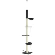 Resenkos Cat Cage, Cat Crate Kennel Enclosure Playpen,Floor To Ceiling Cat Tree, 5-Tier Cat Climbing Tower with Carpeted Platforms, Cozy Bed, Black and Cream