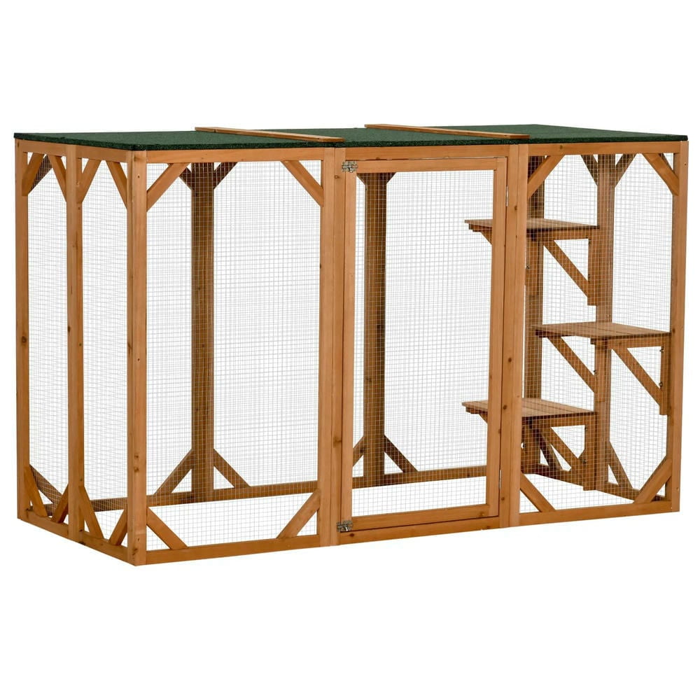 Resenkos Cat Cage, Cat Crate Kennel Enclosure Playpen,Outdoor Cat House, Catio Wooden Feral Cat Shelter, Cat Cage with Platforms, Orange