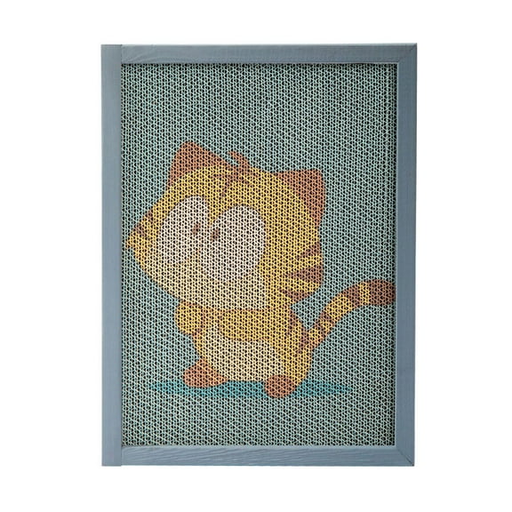 Resenkos Cat Scratching Post With Fun Patterns, 7 Reusable Mats, Pet Activity Center, Gray