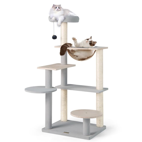 Resenkos Cat Scratching Tower,Cat Tree, Modern Cat Tree 44 Inch Multi-level Cat Tower with Removable Padded Top Perch-Natural