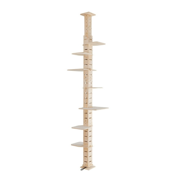 Resenkos Cat Tree,Kitten Condo Scratching Posts Kitty Play House, Multi-Level Cat Condo, 9' Adjustable Height Floor-to-Ceiling Cat Tree, Multi-Level Cat Vertical Cat Condo, Natural