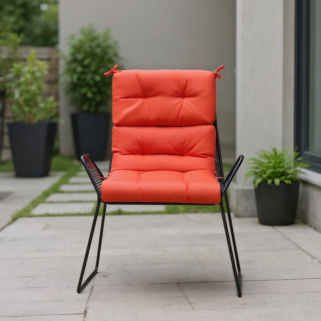 Resenkos Chair Cushions for Dining Chairs, Memory Foam Chair Cushion 22 x 44 Inch Tufted Outdoor Patio Chair Seating Pad-Orange