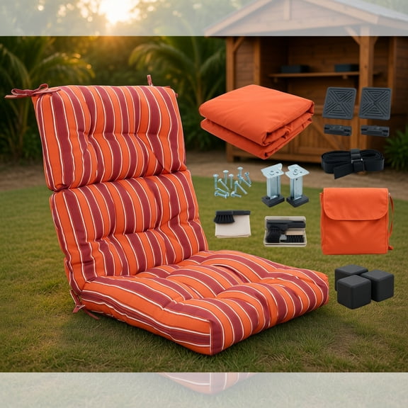 Resenkos Chair Cushions for Dining Chairs, Memory Foam Chair Cushion 22 x 44 Inch Tufted Outdoor Patio Chair Seating Pad-Red