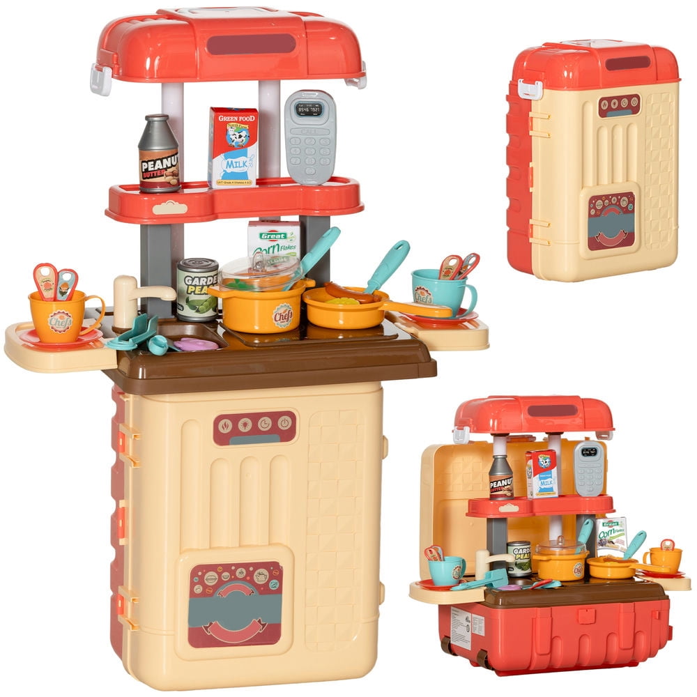 Resenkos Chefs Kids Kitchen Playset, 3 in 1 Kids Kitchen Playset, Foldable Play Kitchen Set ...