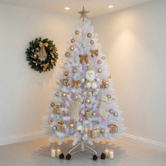 Resenkos Christmas Tree,Home Party Christmas Tree Decorations,6 Feet Iridescent Tinsel Artificial Christmas Tree with 792 Branch Tips