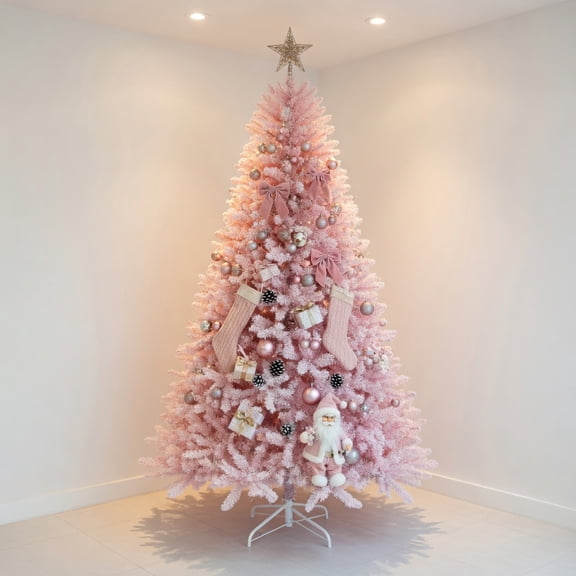 Resenkos Christmas Tree,Home Party Christmas Tree Decorations,7.5 Feet Flocked Christmas Tree