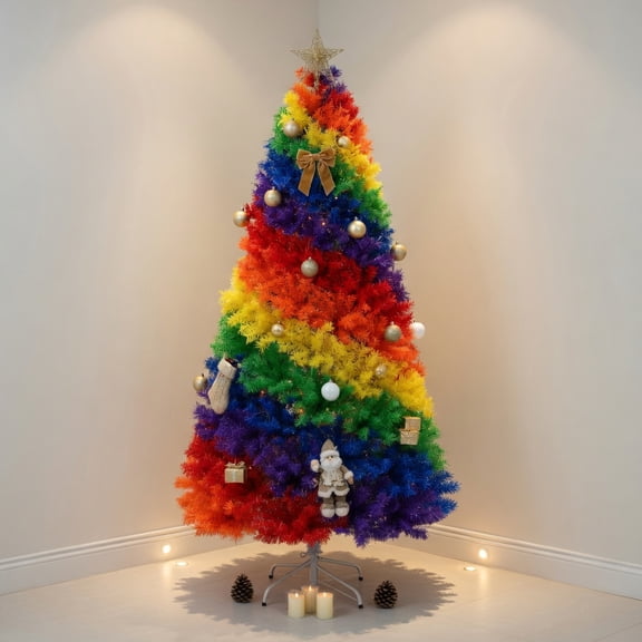 Resenkos Christmas Tree,Home Party Christmas Tree Decorations,7 Feet Artificial Hinged Traditional Christmas Tree with Metal Stand