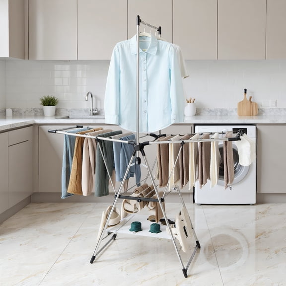 Resenkos Clothes Drying Rack with 6-Level Adjustable Height, Laundry Racks for Drying Clothes