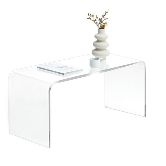 Resenkos Coffee Table,Acrylic Coffee Table 39.25" Long Rectangle Tea Table for Living Room Clear