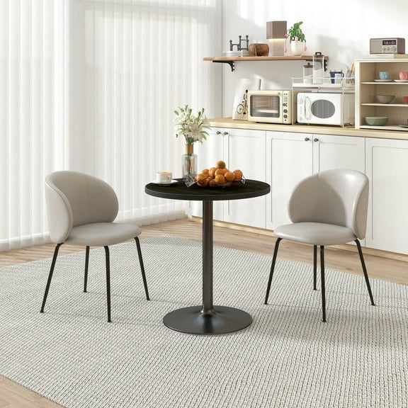 Resenkos Compact Round Dining Table with Wood Grain Finish, Perfect for Small Spaces and Seats 2 to 4 People in Your Kitchen or Dining Area, Black
