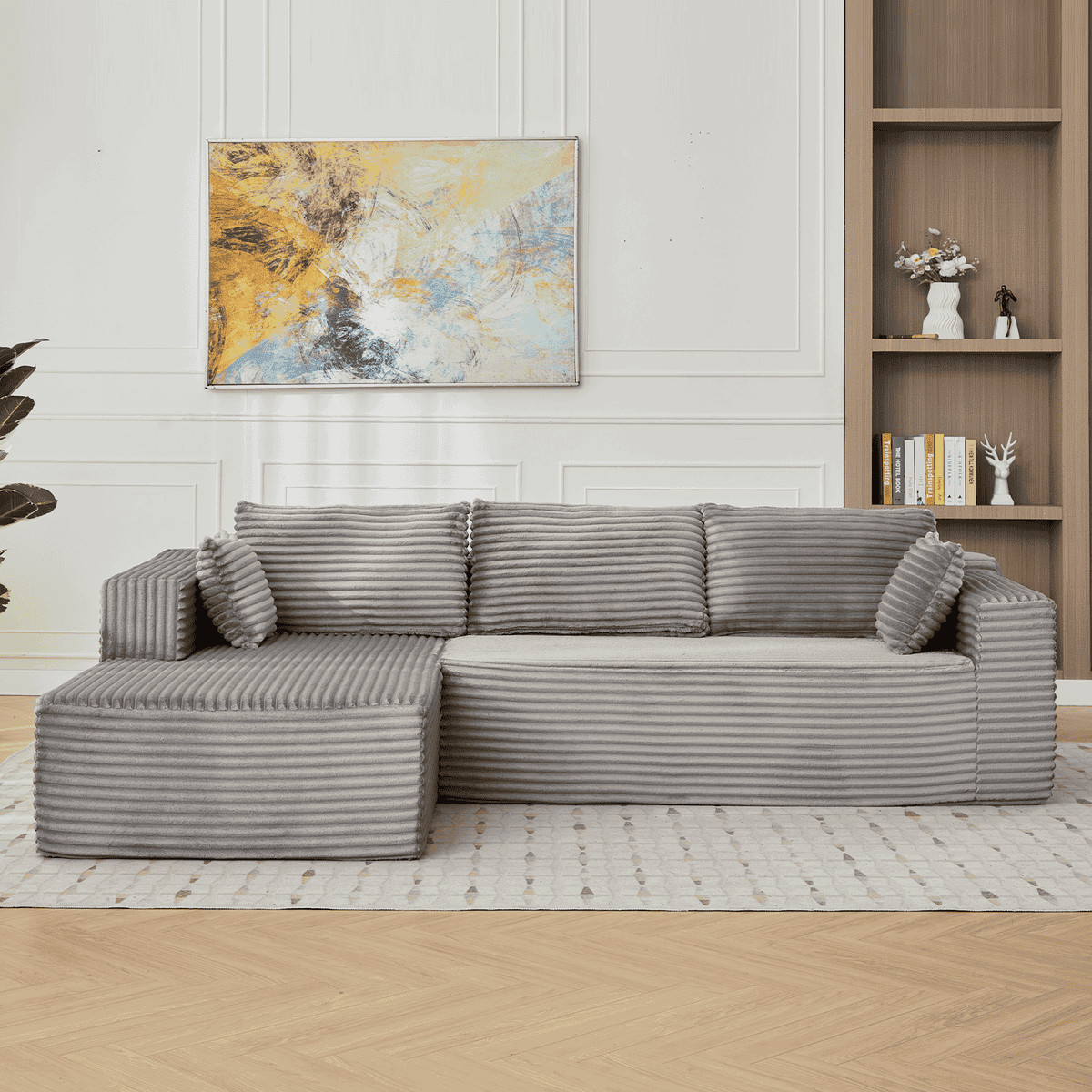 Resenkos Compression Sectional Couch with Chaise, L Shape Sleeper Sofa ...