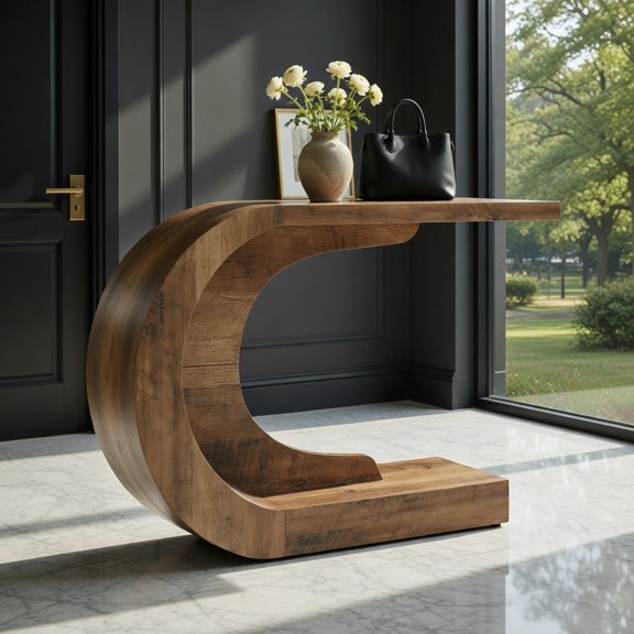 Resenkos Console Table, C-Shaped Modern Accent Table Hallway Table