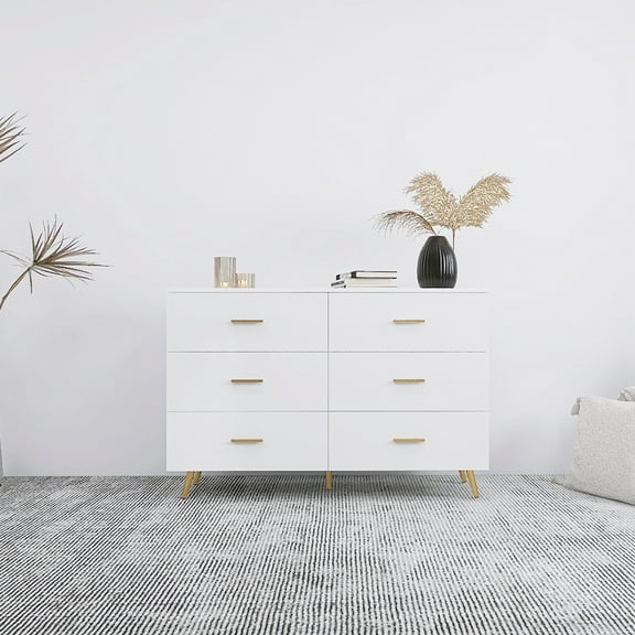 Resenkos Contemporary White Storage Cabinet, Slim Drawer Dresser, Functional Chest of Drawers