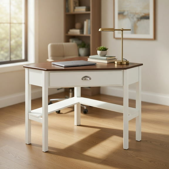 Resenkos Corner Wooden Piece Laptop Computer Desk-Natural, Home Office Desks, Gaming Computer Desks for Study,Working,Writing