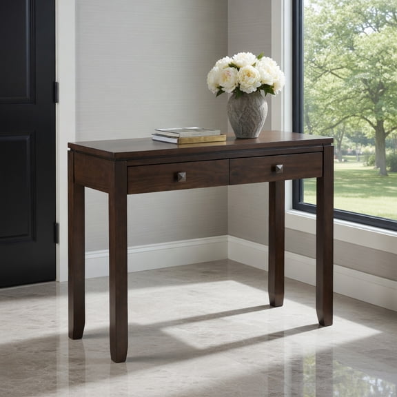 Resenkos Cosmopolitan 38 inch Wide Solid Wood Console Sofa Table in Mahogany Brown