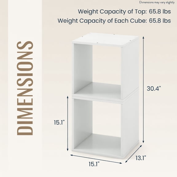 Barara King Cube Storage Organizer Set of 2-White